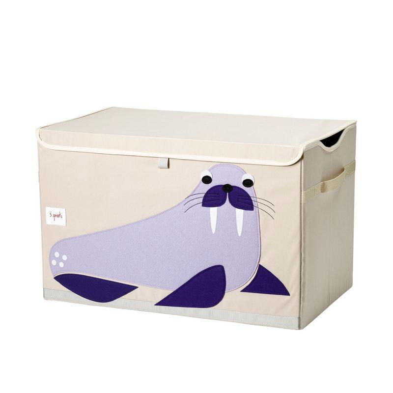 3 Sprouts Collapsible Toy Chest Storage Bin for Kids Playroom, Walrus
