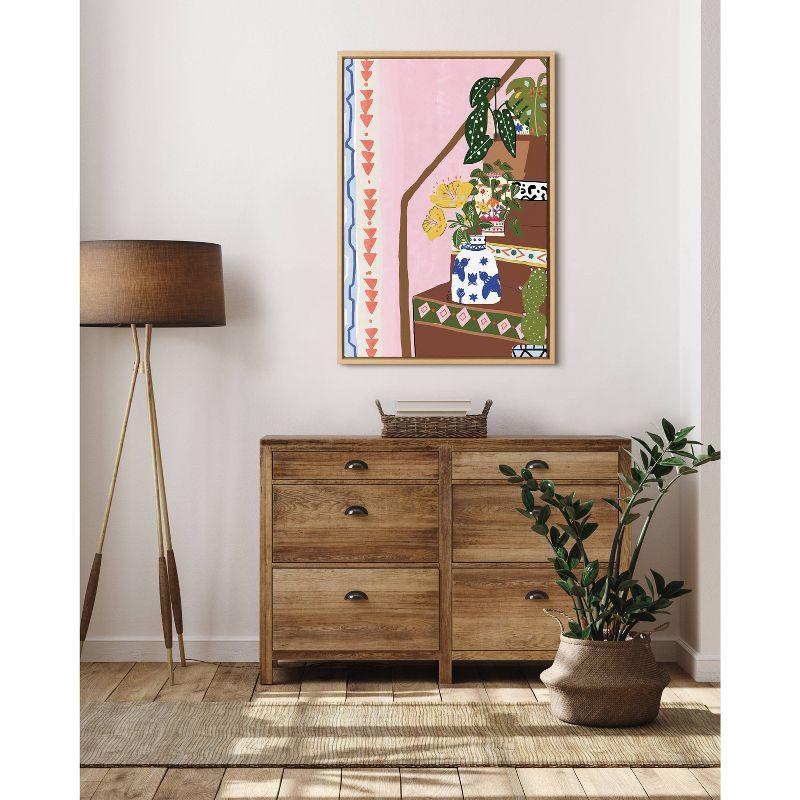 23" x 33" Sylvie Bohemian Stairs by Alja Horvat Framed Wall Canvas Natural: Kate & Laurel All Things Decor, Modern Botanical Art