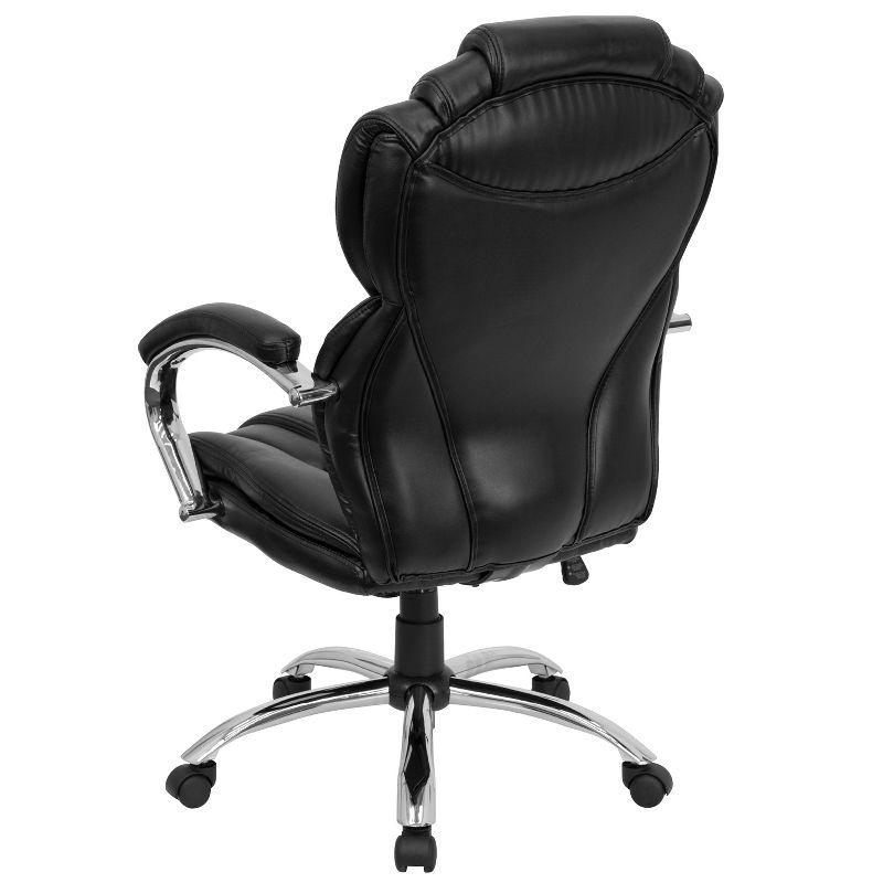 ErgoExec High-Back Black LeatherSoft Swivel Office Chair with Chrome Base