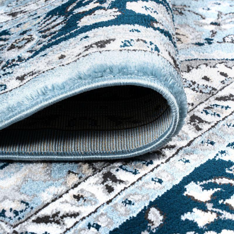 4'x 6' Palmette Modern Persian Floral Area Rug, Blue/Navy - JONATHAN Y