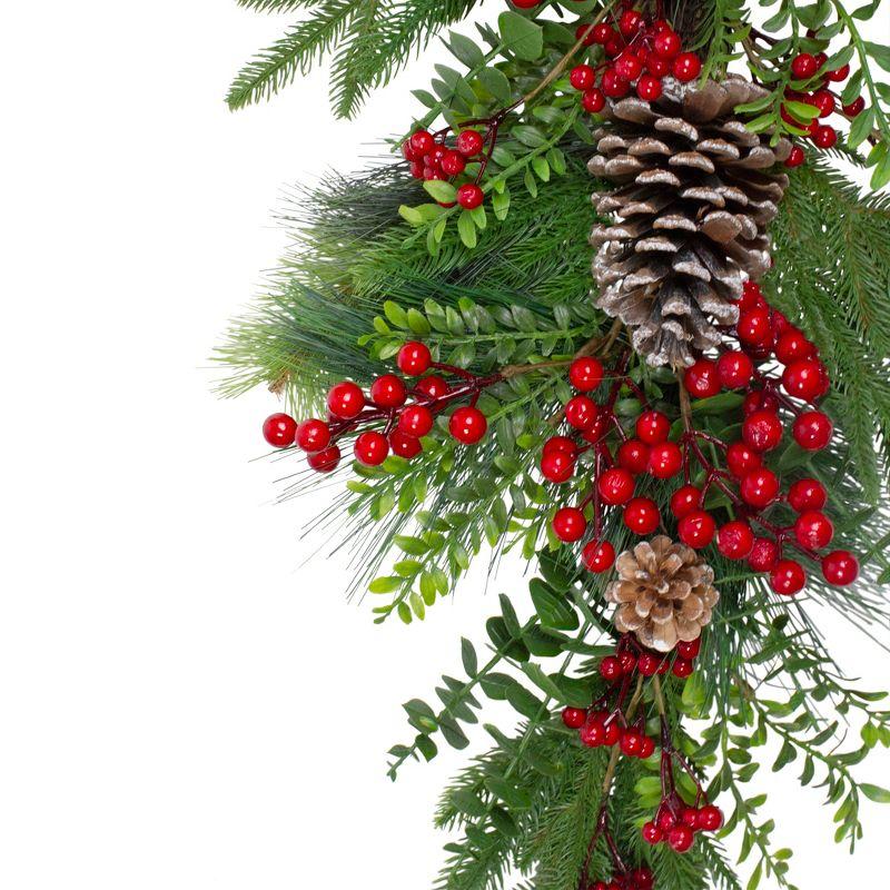 28" Berry Pine and Eucalyptus Artificial Teardrop Christmas Swag - Unlit