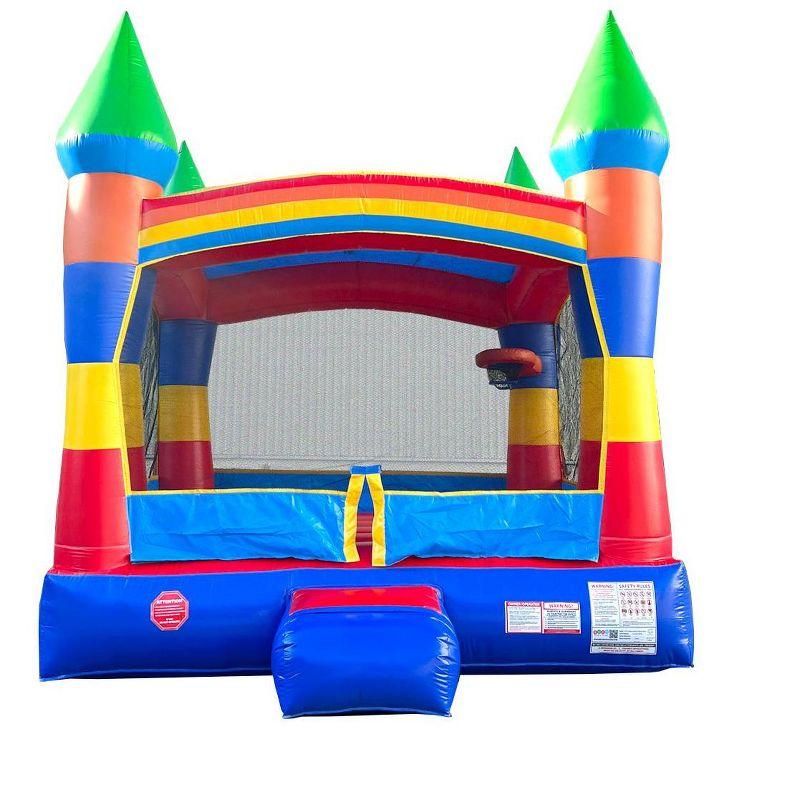 Pogo Bounce House Pogo Bounce House Crossover Inflatable Bounce House, Commercial Grade Party Playhouse Deluxe Rainbow Unit & Blower, For Kids & Toddlers, Backyard Outdoor Jump Fun, w/ Stakes & Storage Bag 13x12x14.5ft
