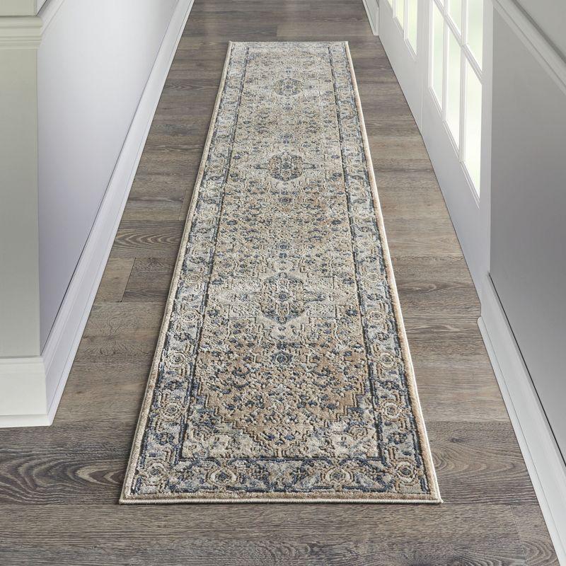 Nourison Concerto Center Medallion Indoor Rug Beige Grey 2'2" x 10'