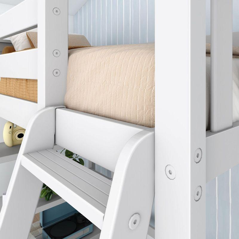 Forbes Twin Pine Loft Bed with Shelves