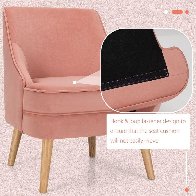 Elegant Blush Pink Velvet Square Arm Accent Chair Set