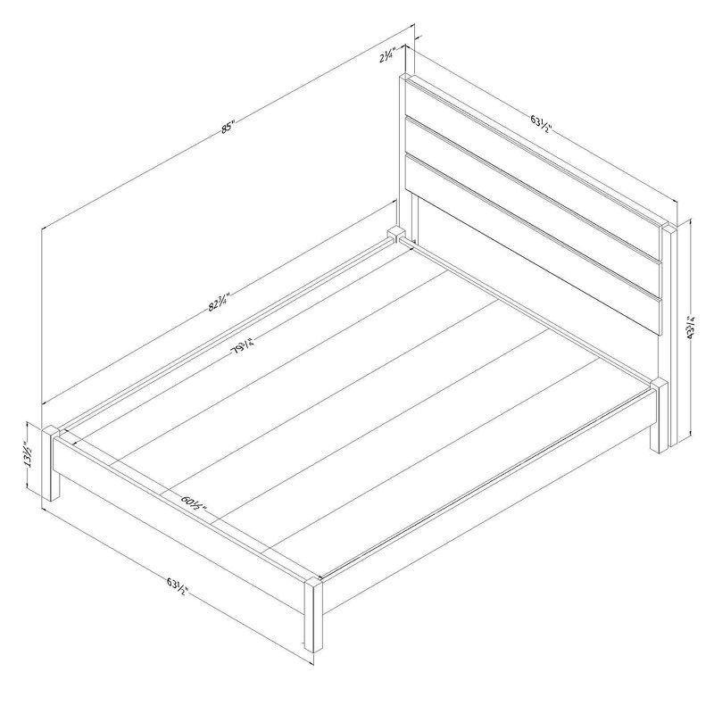 South Shore Queen Munich Platform Bed Set Weathered Oak : Laminated MDF Frame, No Box Spring Needed