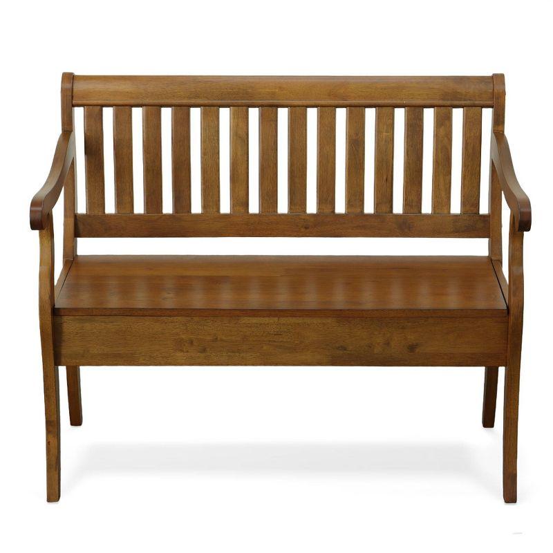 Carolina Living Alcott Storage Bench Elm: Hand-Crafted, Lift Lid, Antique Finish, 2-Person Seating