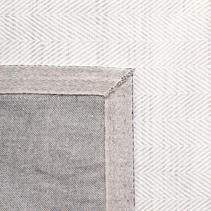 Ivory Geometric Handwoven Wool-Viscose 8' x 10' Area Rug