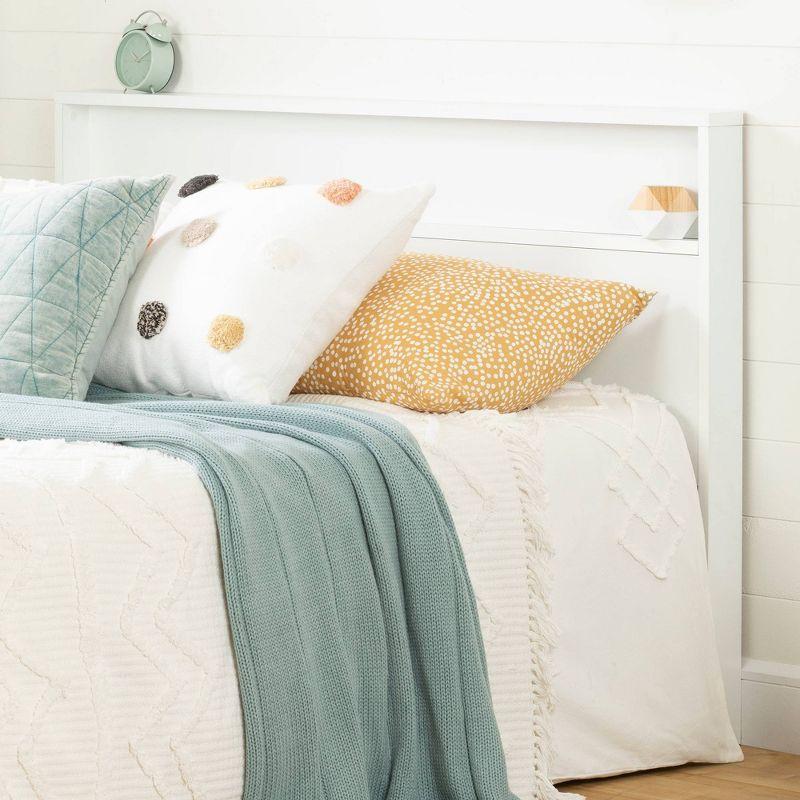 Full/Queen Kanagane Headboard with Shelf Pure White - South Shore