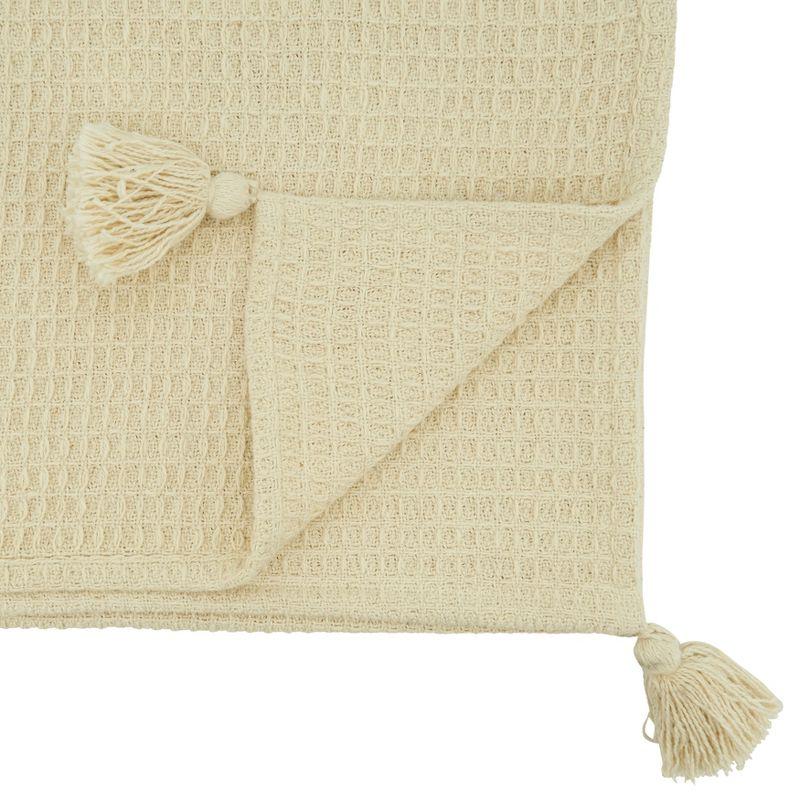 Saro Lifestyle Cotton Table Runner With Waffle Weave Design, Beige, 16" x 72"