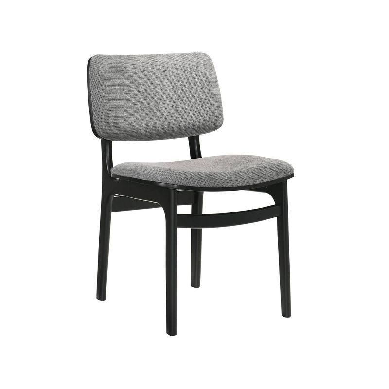 Set of 2 Lima Upholstered Wood Dining Chairs Black - Armen Living: Mid-Century Modern, Rubberwood Frame, Gray Polyester