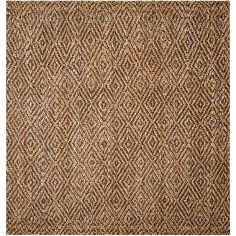 Handmade Beige Geometric Jute Square Area Rug