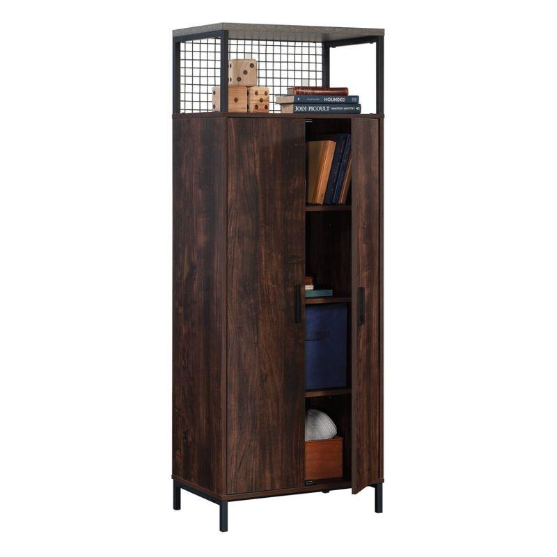 Tall Gray and Walnut Office Storage Cabinet with Adjustable Shelving