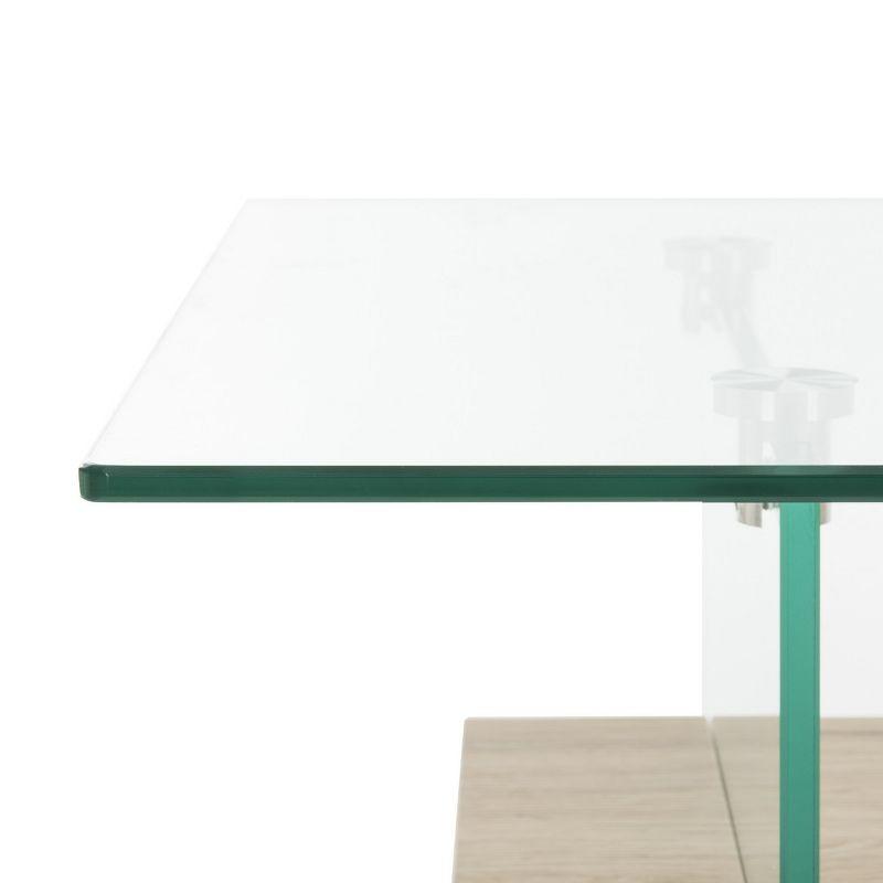 Kayley Coffee Table - Glass/Natural Wood Rack - Safavieh