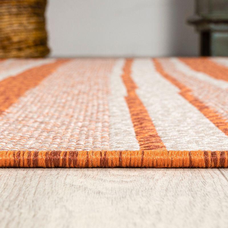 2' x 8' Castara Wavy Stripe Modern Indoor/Outdoor Runner Rug, Orange/Cream - JONATHAN Y