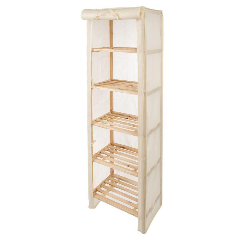 Hastings Home 5-Tier Wood Storage Shelving Rack With Removable Cover