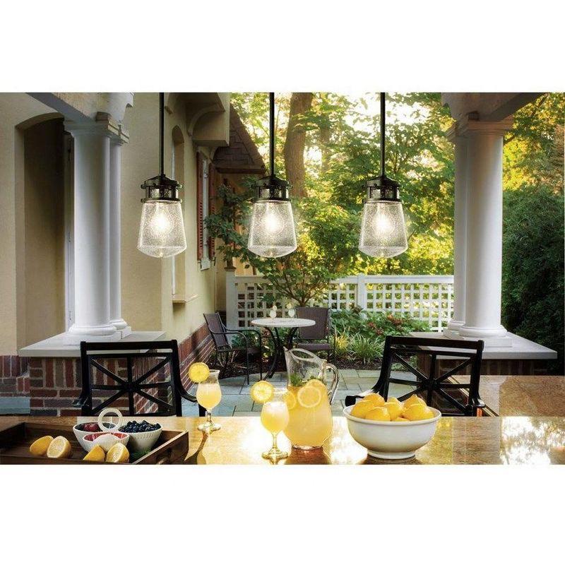 Lyndon 9.5" 1 Light Pendant with Clear Seeded Glass Architectural Bronze