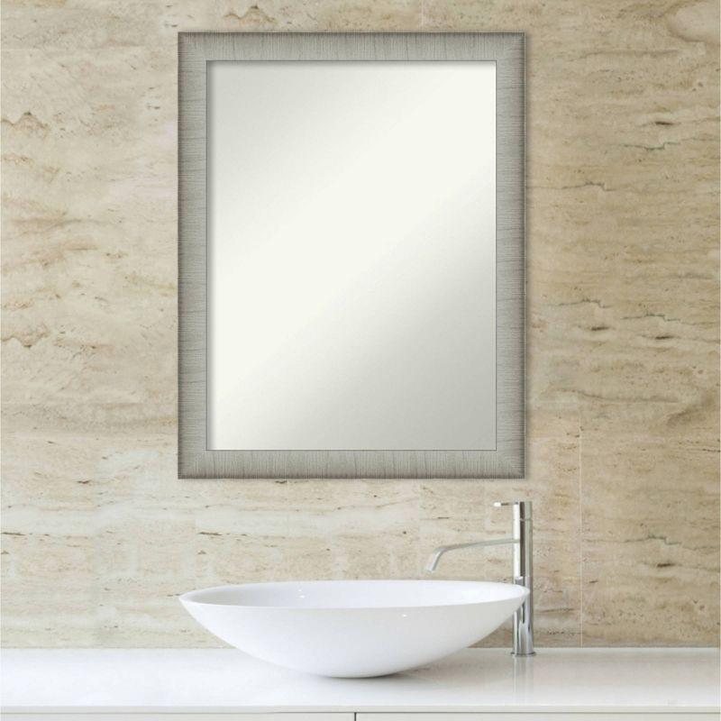 21" x 27" Brushed Pewter Wall Mirror for Bathroom Vanity - Amanti Art: Modern Rectangle, Polystyrene Frame