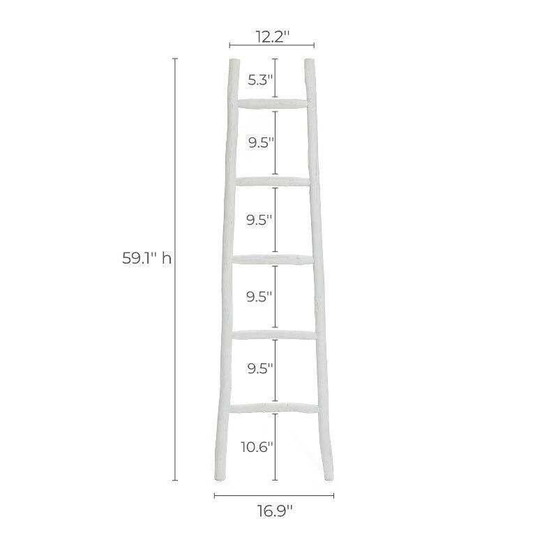 LuxenHome White Solid Wood 5-Rung Blanket Ladder