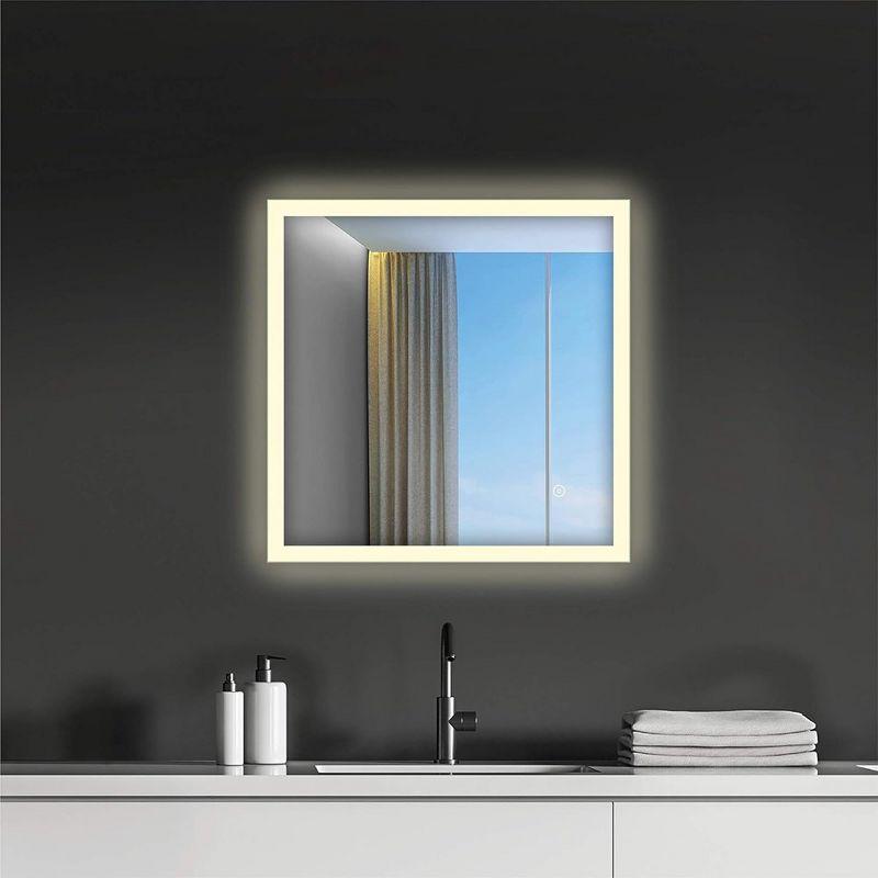 Sleek Square Frameless Aluminum LED Bathroom Mirror