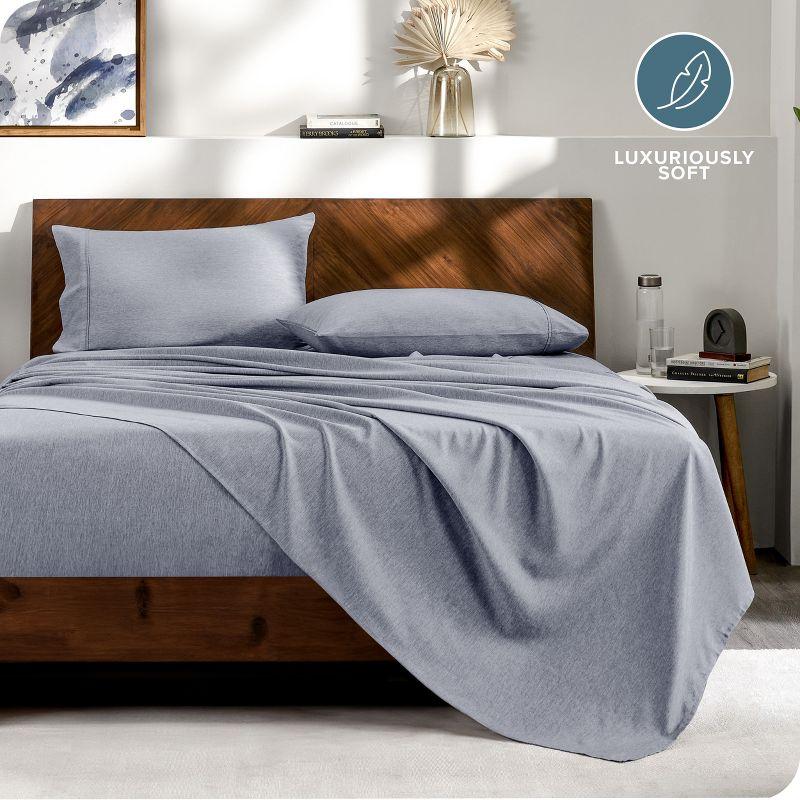 California King Double Brushed Bed in a Bag Heather Midnight Blue by Bare Home