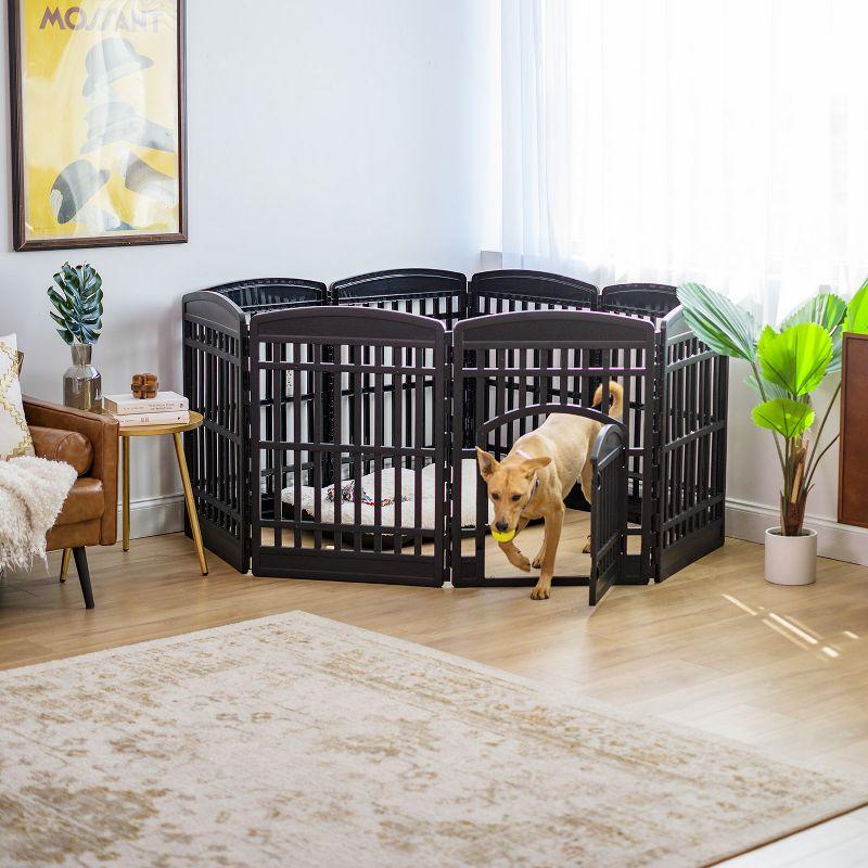 Black Foldable Plastic Pet Playpen with Door, 34" Height