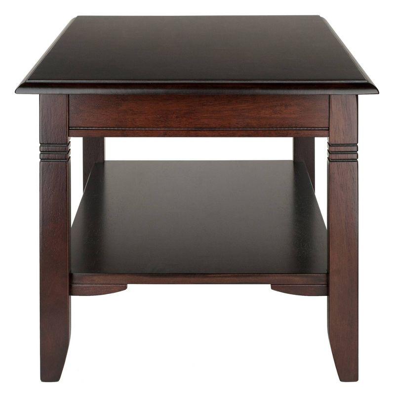 Nolan Coffee Table - Cappuccino - Winsome: Solid Wood, Lower Shelf Storage, Elegant Design