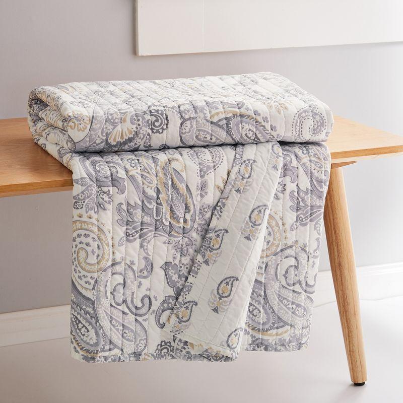 Maribelle Paisley Quilted Throw Grey - Levtex Home