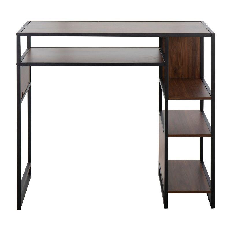 43" Display Rectangle Wood Bar Height Table Walnut/Black - Lumisource: Steel Frame, Multi-Use, 4 Shelves
