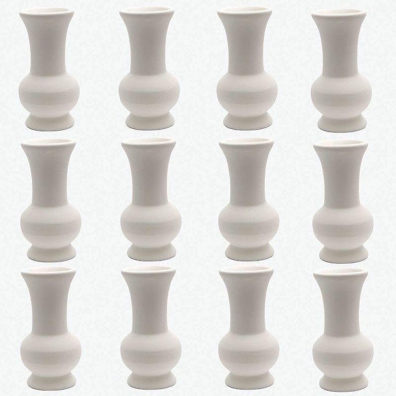 Set of 12 White Ceramic Bisque Vases for Bouquets