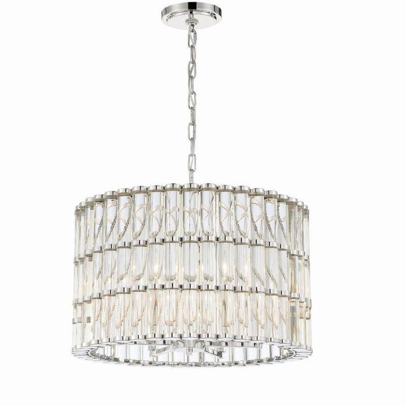 Elliot Polished Nickel 6-Light Chandelier with Clear Glass Beads