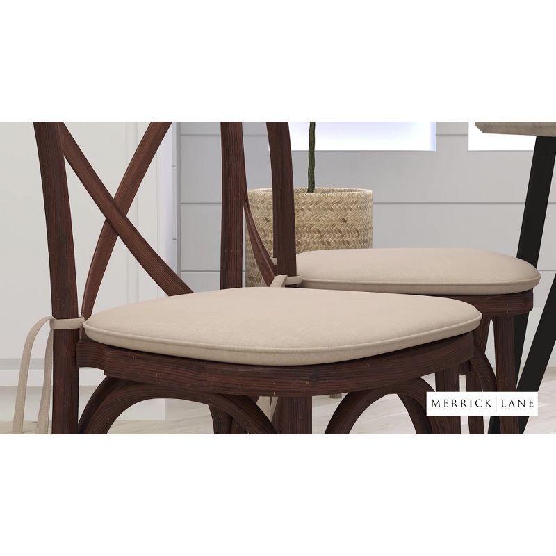 Merrick Lane Stackable Wooden Cross Back Bistro Dining Chair with Cushion