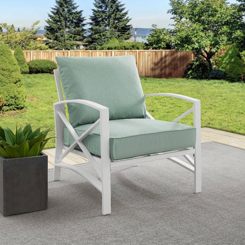 Kaplan Outdoor Steel Arm Chair Mist/White - Crosley