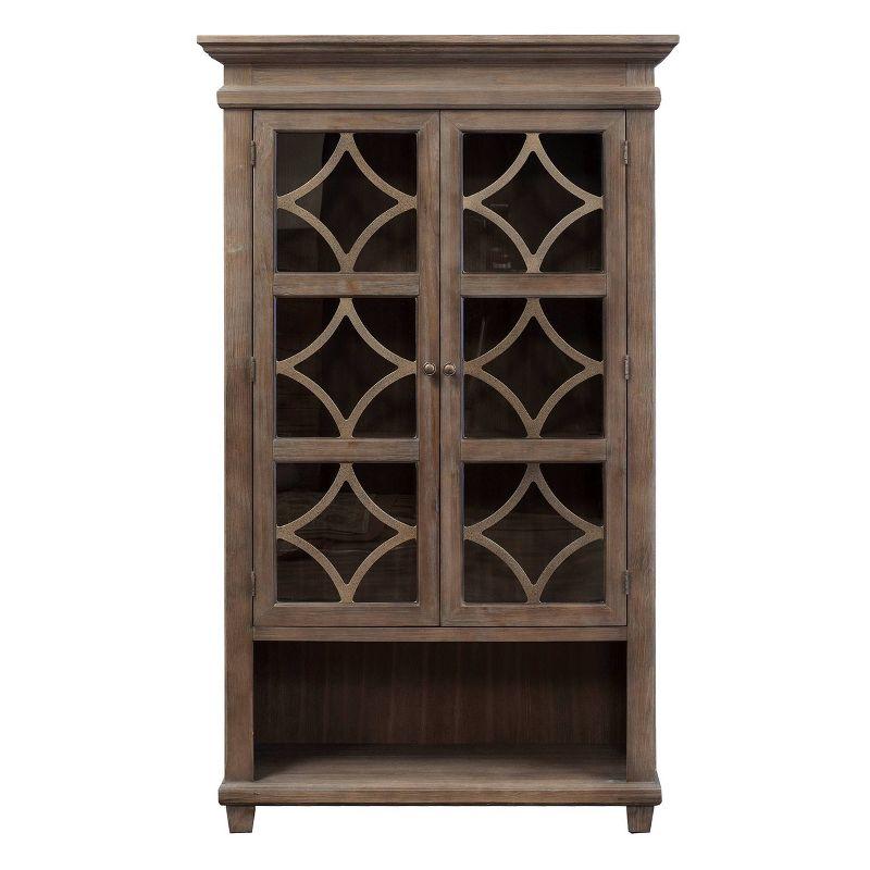 Carson 42'' Brown Traditional Lighted Display Cabinet with Diamond Metal Accents