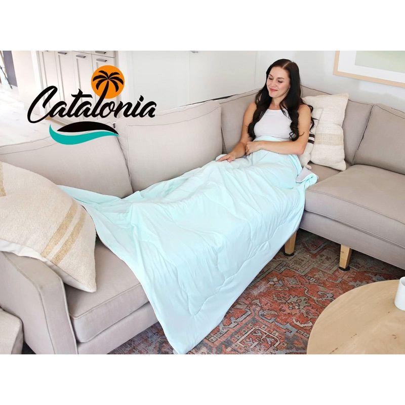 Catalonia Reversible Cooling Blanket, Lightweight Summer Comforter for Hot Sleepers, Silky Soft Summer Duvet Throw Size, 50 x 60 inches, Soft Breathable