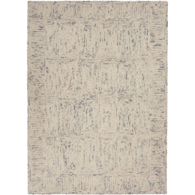 Nourison Vail Contemporary Indoor Area Rug Ivory Grey Teal 5'3" x 7'3"