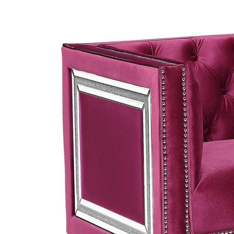 Burgundy Velvet and Wood Tuxedo Arm Accent Chair