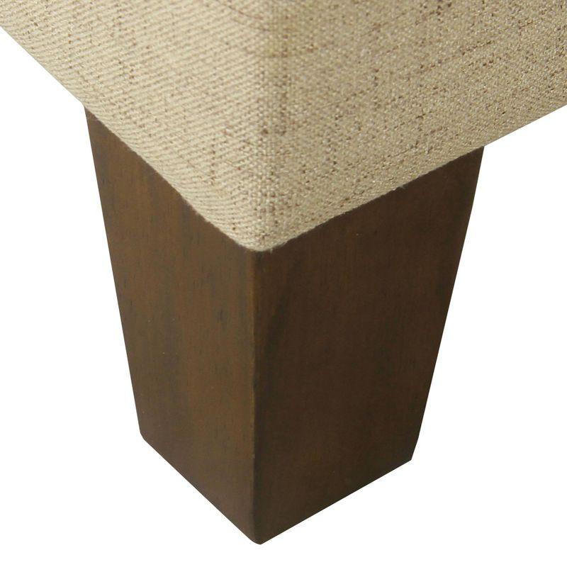 Luxury Large Square Storage Ottoman Tan - HomePop: Linen-Like Upholstery, Wood Legs, Hinged Lid