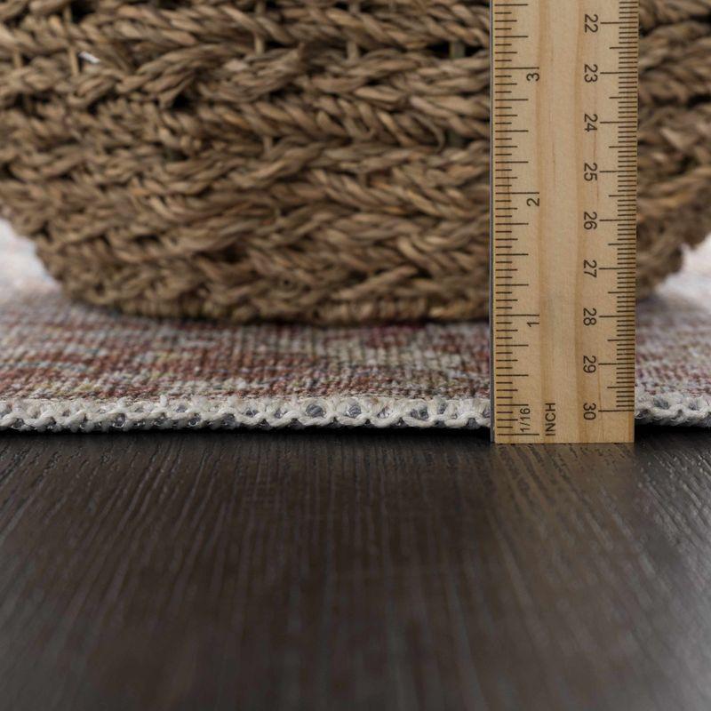Hauteloom Mair Oriental Persian Machine Washable Red/Dark Blue Area Rug