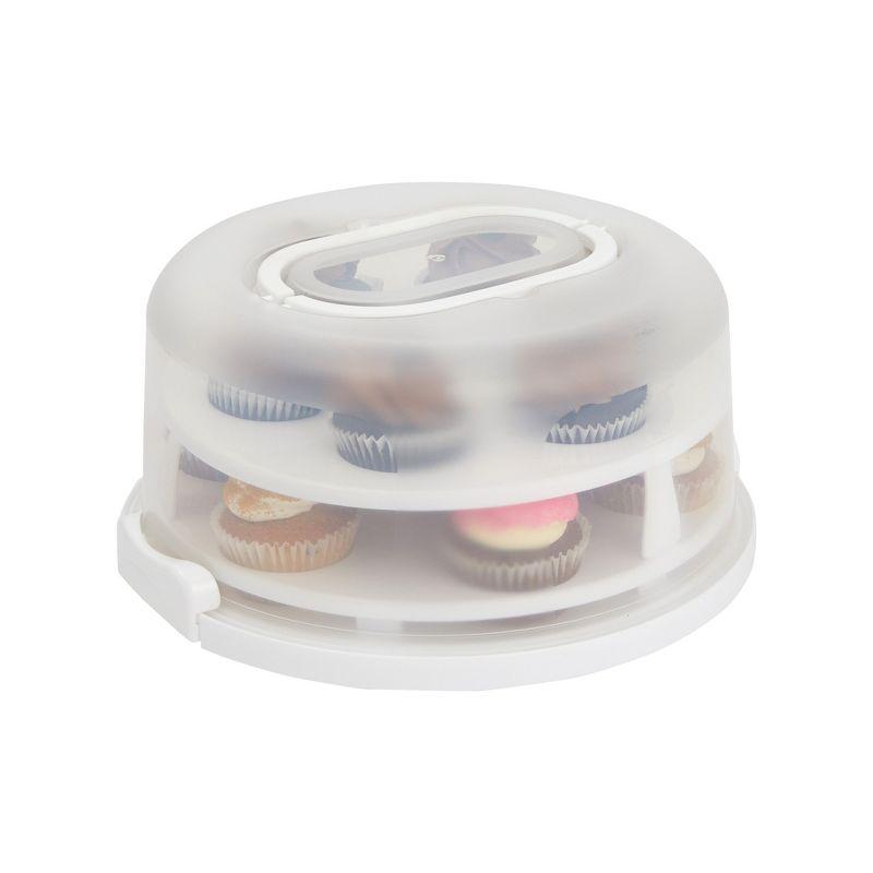 Juvale 2-In-1 Round Cake Carrier with Lid for 10-Inch Pies, 14 Cupcakes (12 x 5.9 In)