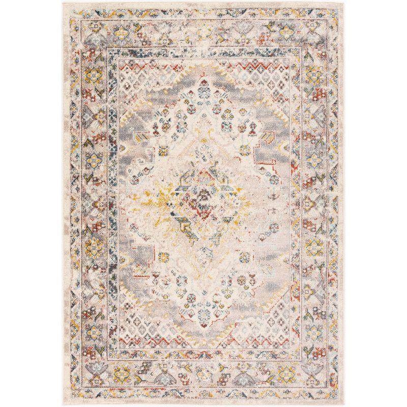 Livabliss 5'3"x7'3" Kashan Traditional Rugs Cream: Medium Pile, Fade & Stain-Resistant, Indoor Use