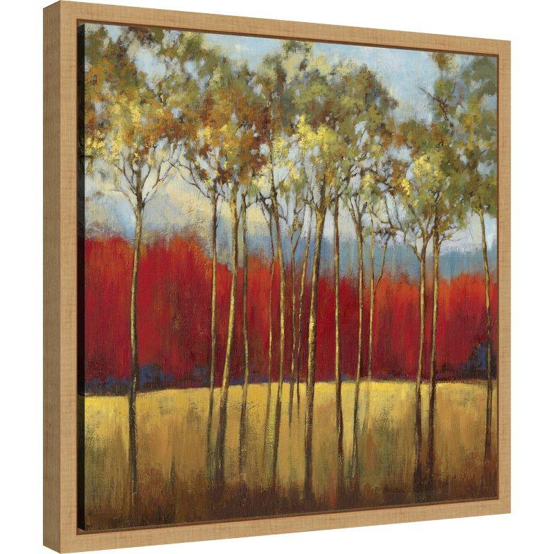 Autumn Trees Landscape Canvas Print with Natural Frame