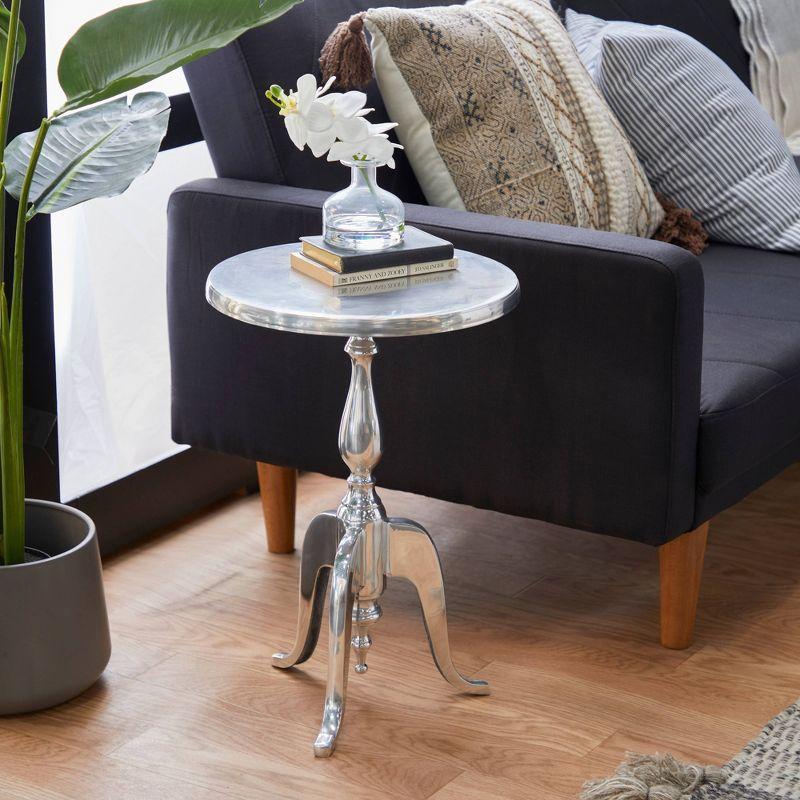 Metal Pedestal Table Silver - Olivia & May: Round Aluminum Side, Curved Legs, Traditional Style