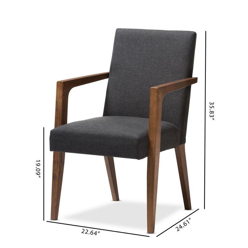 Set of 2 Andrea Mid - Century Modern Upholstered Wooden Armchair - Dark Gray - Baxton Studio