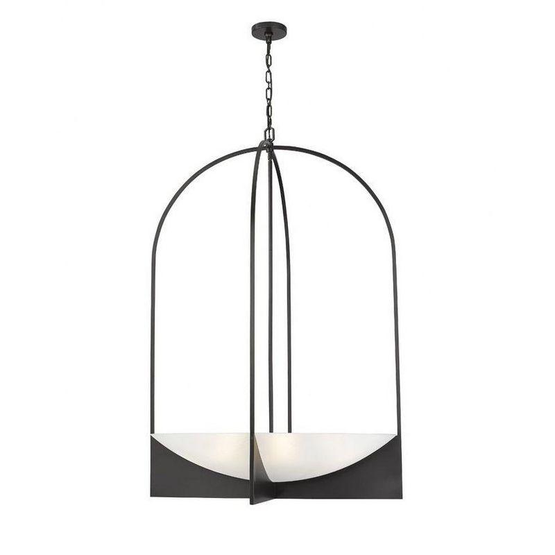 Matte Black Steel 8-Light Cage Chandelier