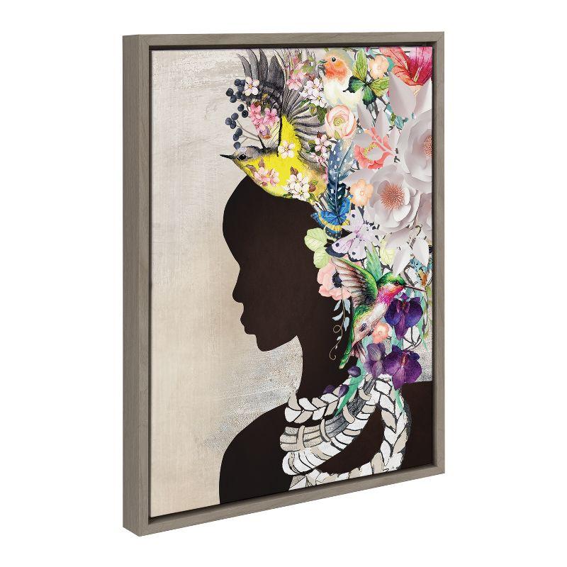 Kate and Laurel Sylvie Natural Woman Framed Canvas by Nikki Chu, 18x24, Gray