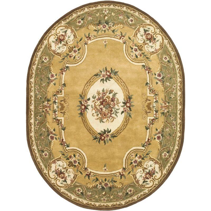 Classic CL280 Hand Tufted Area Rug - Light Gold/Green - 7'6"x9'6" Oval - Safavieh.