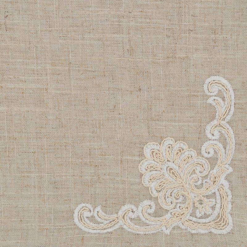 Natural Linen Blend Embroidered Table Napkins, Set of 4