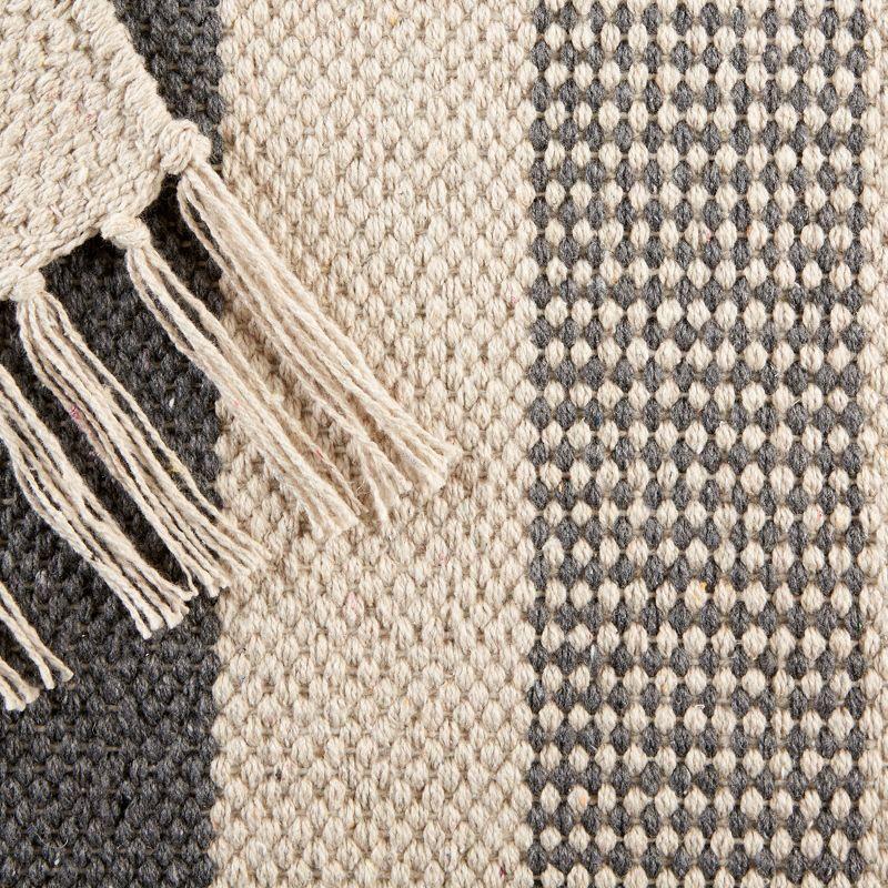 Design Imports Textured Stripe - Gray & Natural With 3 In Fringe - 2 X 3 Ft