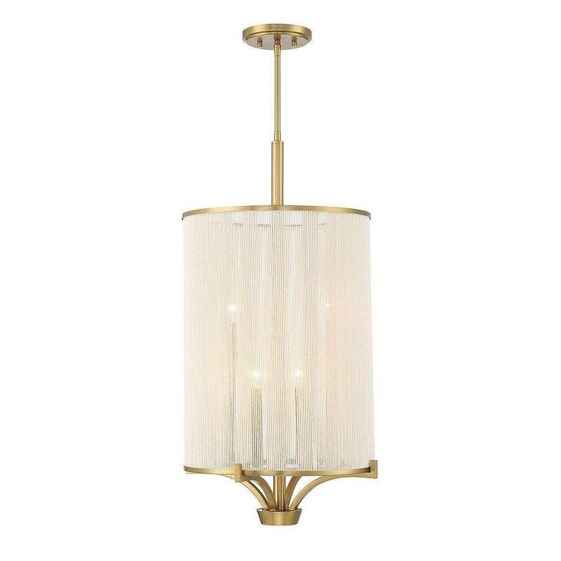 Warm Brass Mini Chandelier with Soft White String Shade